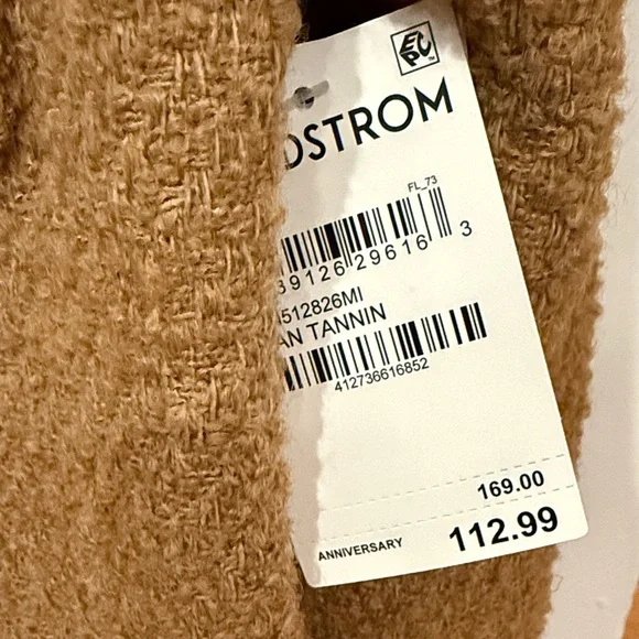 Caslon Caramel Bouclé Pea Coat with Gold Buttons - Picture 2 of 2